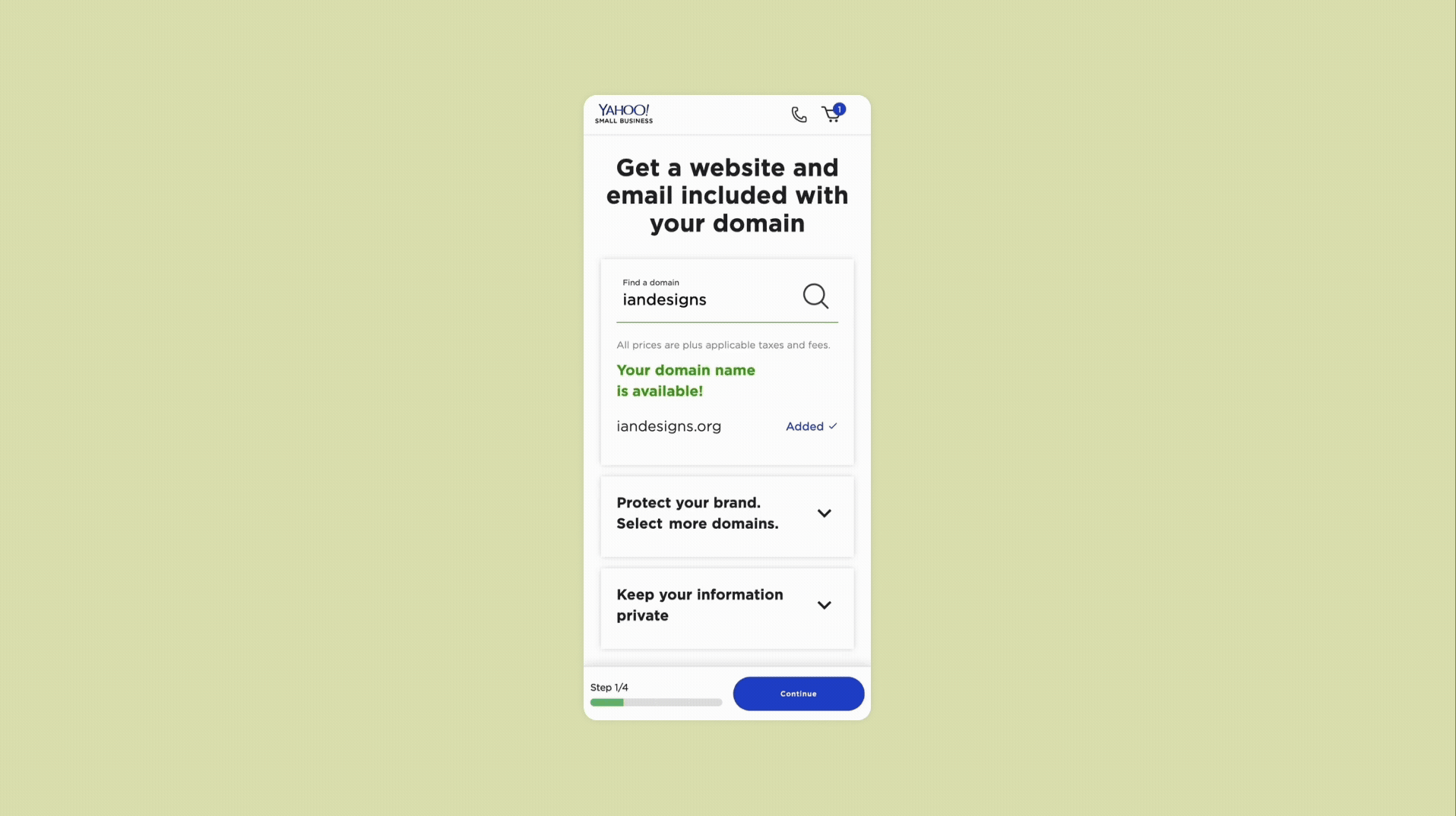 Yahoo Small Business conversion funnel